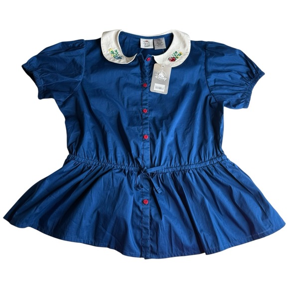 Disney Tops - Disney Dress Shop Snow White Peplum Blouse Women's M Blue Disneybound Halloween